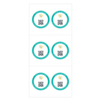 Sheet of 6 large round QR name stickers, shown plain