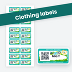 Rectangle Stickers in Football, with an example name. Best for clothing labels.