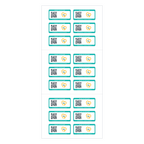 Sheet of 18 rectangle QR name stickers, shown plain