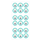 Sheet of 18 small round QR name stickers, shown plain